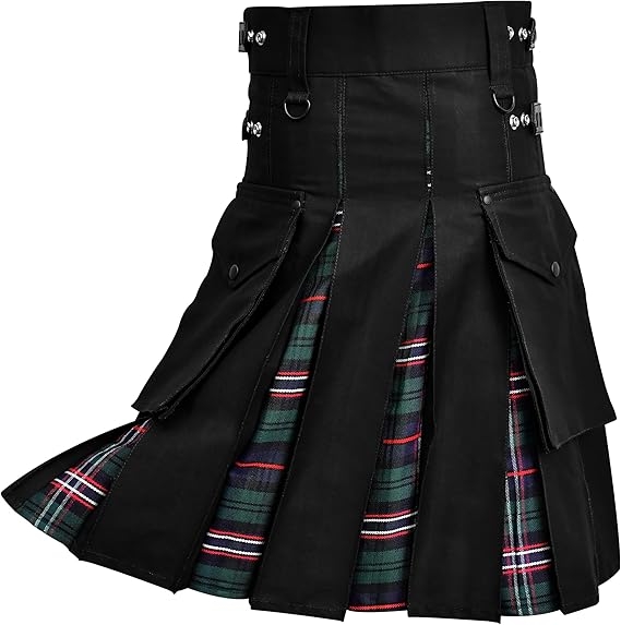 Scottish National tartan Hybrid Kilt Cotton Jeans Modern Box Pleated