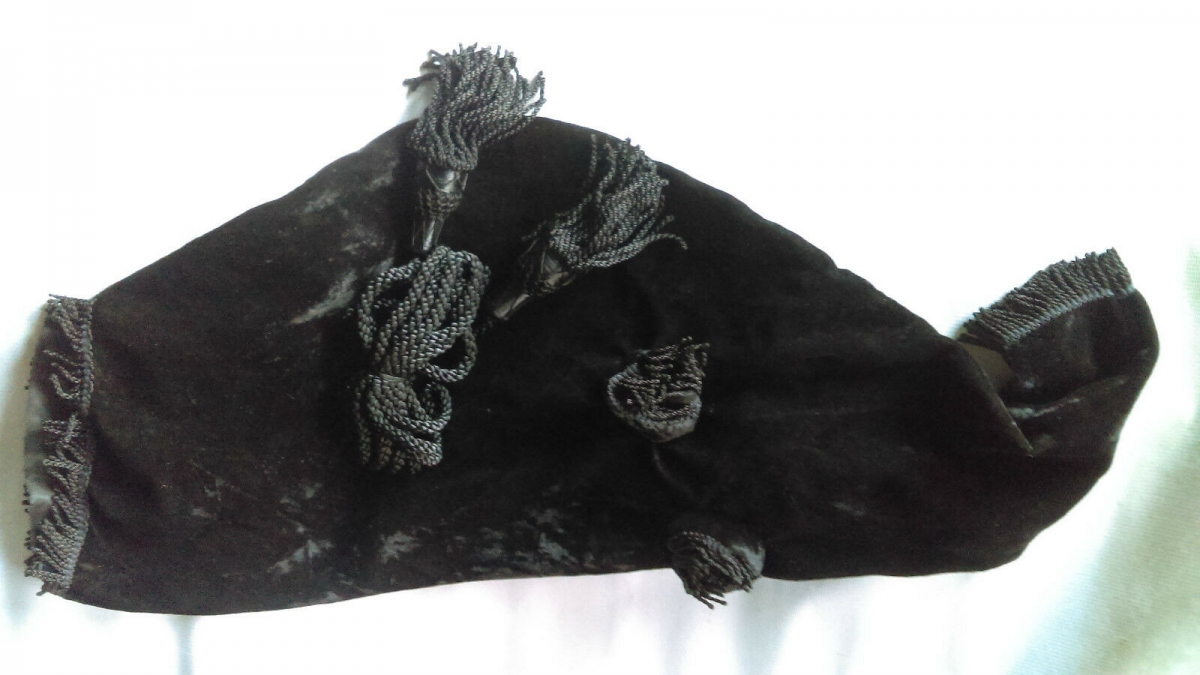 SCOTTISH GREAT HIGHLAND BAGPIPE BAG COVER BLACK VELVET BLACK SILK CORD