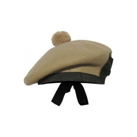 Khaki Balmoral cap plain black pom any sizes
