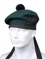 Stylish Balmorals Cap in Green Wool with Black Detailing