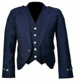 Navy Argyll Kilt Jacket with Thistle Buttons and Vest