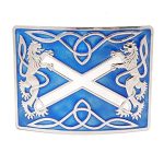 Blue Enamel Lion Rampant Kilt Belt Buckle