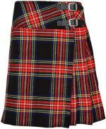 Black Stewart Tartan Ladies Kilt Skirt acrylic wool fabric