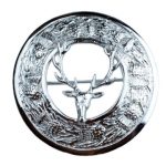 Exquisite Plaid Brooch: Thistle Motif & Scottish Stag Emblem