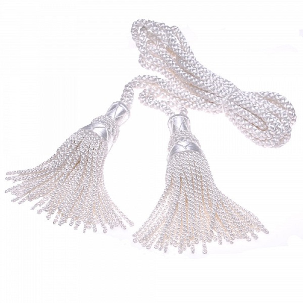 bagpipe cord silk white Black 100% Silk Bagpipe Cords Handmade - Image 1