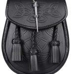 Black Leather Sporran embossed with a Celtic pattern