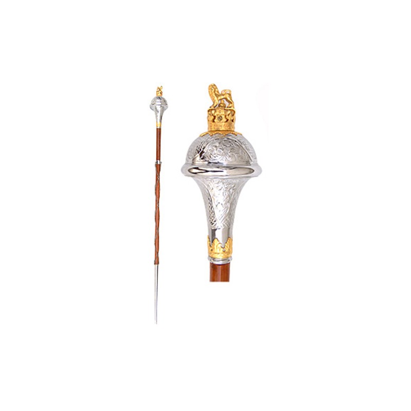 Exquisite Drum Major Mace featuring Embossed Lion & Crown Exquisite Drum Major Mace featuring Embossed Lion & Crown - Image 1