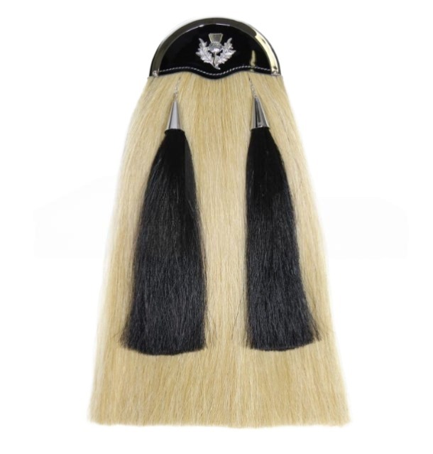 horse hair sporrans thistle top Classic Thistle Emblem Horsehair Sporran with Twin Tassels - Image 1