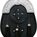 Dress Sporran Chrome Celtic Cantle cross-embossed leather