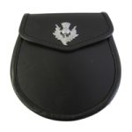 Smooth Leather Sporran with Thistle Badge