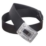 Black Leather Men's Kilt Belt with Chrome Celtic Knot Buckle