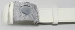 Waist Belt - Piper or Drummer White leather Thistle Buckle