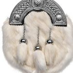 Distinctive White Rabbit Fur Sporran with Celtic Cantle