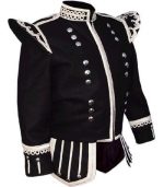 Professional Pipe Band Doublet with silver braid Thistle Buttons