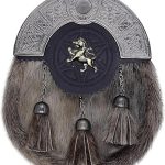 Celtic Metal Cantle Seal Skin Sporran with Rampant Lion Badge