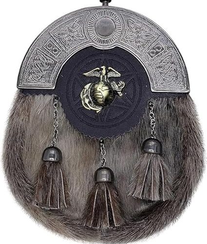 Seal Skin Sporran with Celtic Metal Cantle – Antique Finish