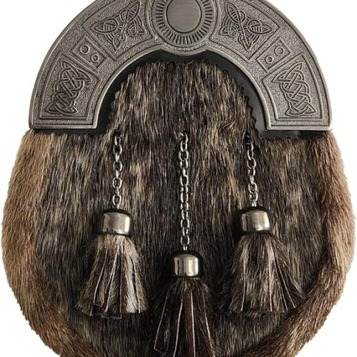Seal Skin Sporran with Celtic Metal Top – Antique Finish