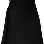 Durable Acrylic Wool Blend Kilt in Solid Black