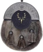 Seal Skin Sporran with Celtic Metal Cantle – Antique Finish
