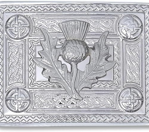 Kilt Belt Buckle Celtic knotwork with central thistle motif