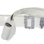 Intricate Thistle Patterns on a White Leather Flag Belt