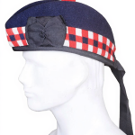 Navy Wool Glengarry Cap with Red, White & Black Dicing