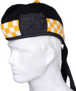 Black Wool Glengarry Cap with Yellow & White Diced Design