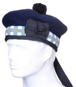 Navy Wool Balmoral Cap with Royal Blue & Khaki White Dicing