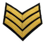 Chevron Sergeant 3 Stripes in Gold Braid on Black