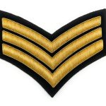 Chevron 3 stripes black wool in gold embroidery