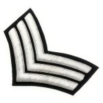 Chevrons Sergeant Stripes Silver Bullion On Black 3 Bars