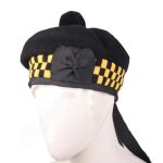 Classic Balmoral Cap in Black & Yellow Wool Dicing