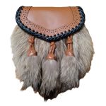 Seal skin sporrans Tan Brown leather three tassels braid on top