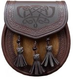 Sporrans Brown Leather Celtic Knot design Sealskin