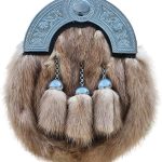 Brown Rabbit Fur Celtic Knot Cantle Top Scottish Highland Sporran