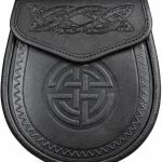 Celtic Double Embossed Black Leather Scottish Highland Sporran