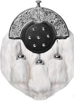 White Rabbit Fur Scottish Highland Sporran with Chrome Cantle